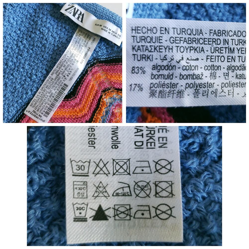 ZARA crochet knit halter blue boho open back crop top Special Edition Size M - Picture 6 of 8